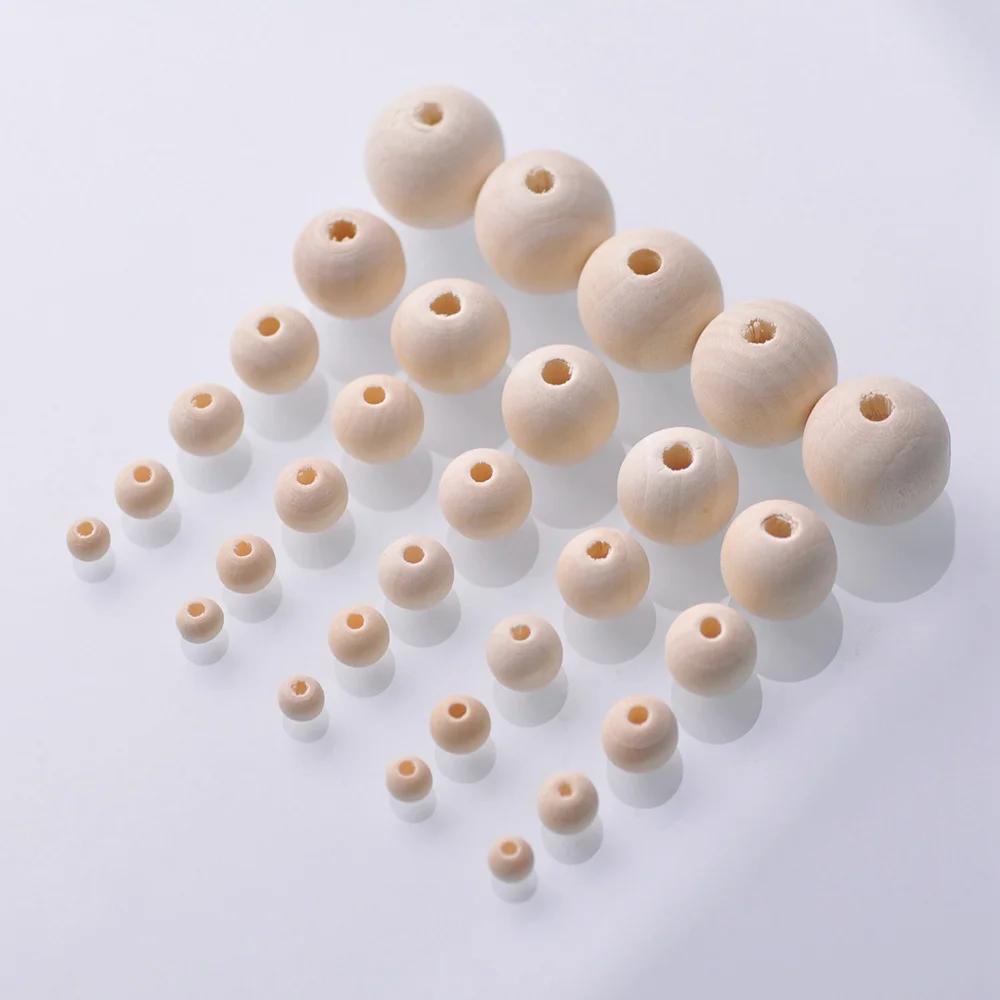 4mm 6mm 8mm 10mm 12mm 14mm 16mm 18mm 20mm 25mm Round Natural Wood Loose Beads for DIY Crafts Woodcraft Jewelry Bracelet Making Accessories
