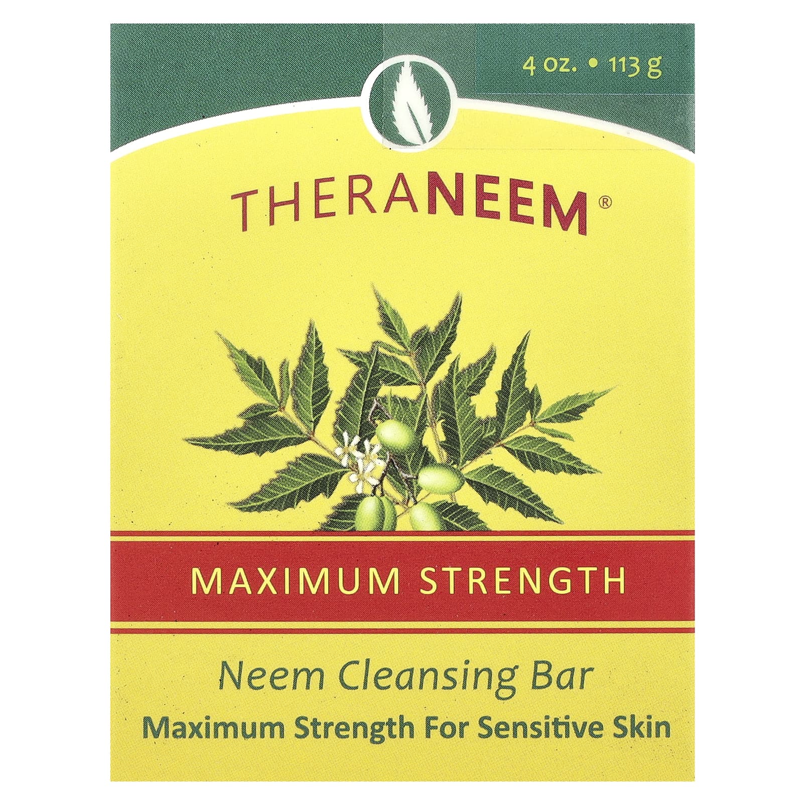 

Theraneem Naturals, Neem Therapy Cleansing Bar, Sensitive Skin, 113G(4Oz)