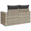 Vidaxl Garden Sofa With Cushions, 2-Seater, Light Grey, Poly Rattan