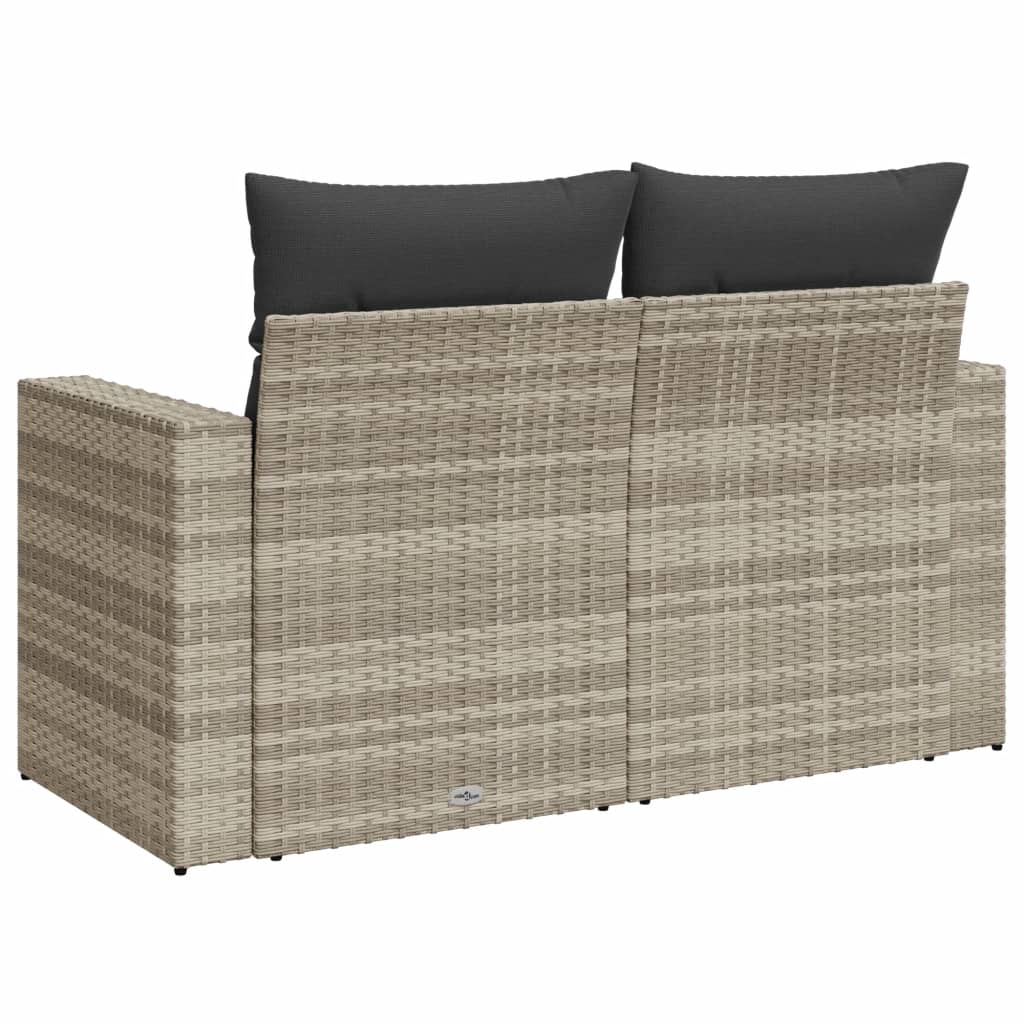 Vidaxl Garden Sofa With Cushions, 2-Seater, Light Grey, Poly Rattan