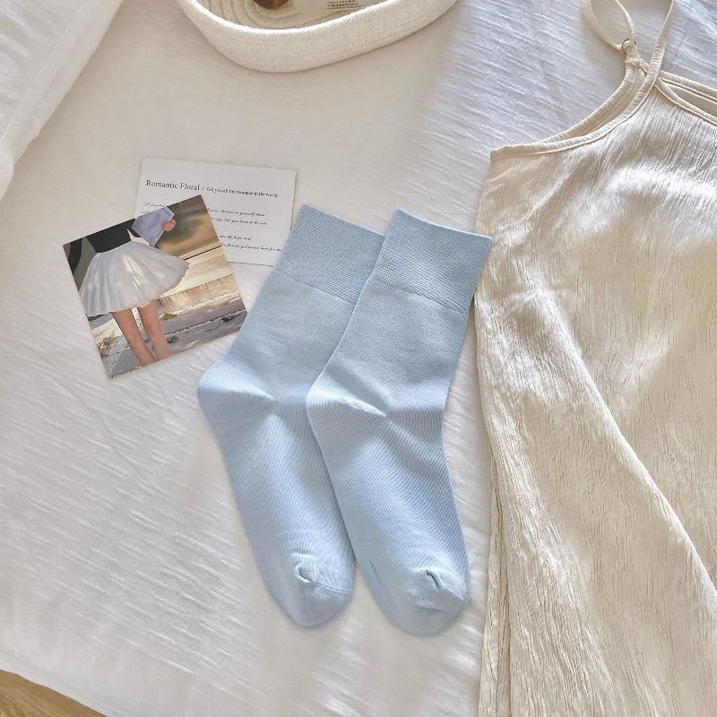 Nicht pillende mittellange Socken für Damen, reine Baumwolle, locker sitzend, Weiß für die Zeit nach der Geburt sowie Frühling und Herbst