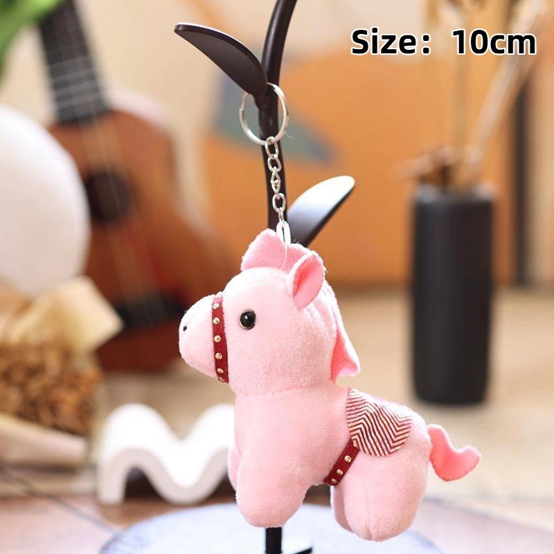 2026 Chinese New Year Mascot Horse Keychain Cartoon Simulation Pony Plush Doll Pendant Cute Bag Hanging Ornament Couple Gifts