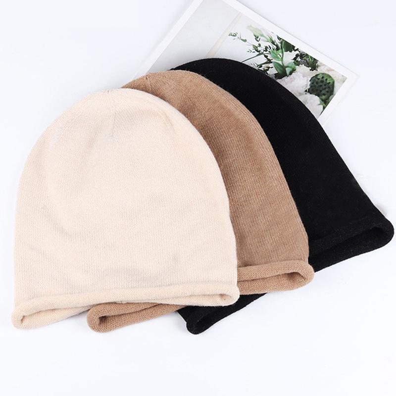 2024 Damen Herbst/Winter Internet-Berühmtheit Pile-Mütze: Gesichtsenthüllend, Großer Kopf, Ohrenschutz, Kordelzug, Strickmütze mit gerolltem Rand