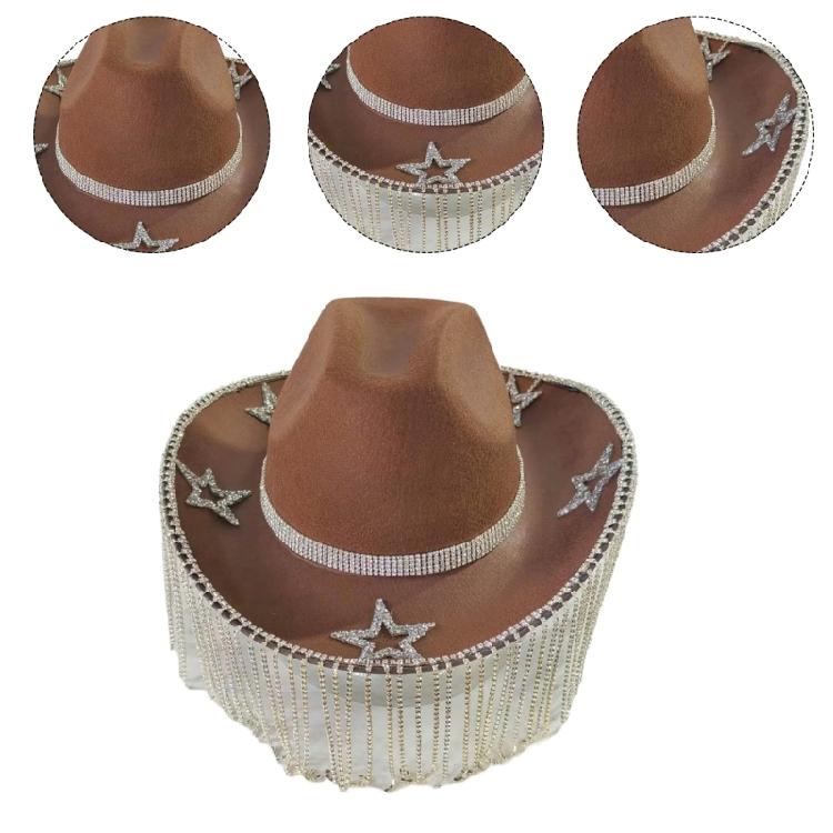 Rhinestones Fedoras Hat Carnivals Party Cowboy Hat Women Bridal Shower Photo Hat
