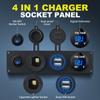 4 in 1 ON/OFF Charger Socket Panel Dual USB Socket Power Outlet & LED Voltmeter &Cigarette Lighter Socket& LED Switch