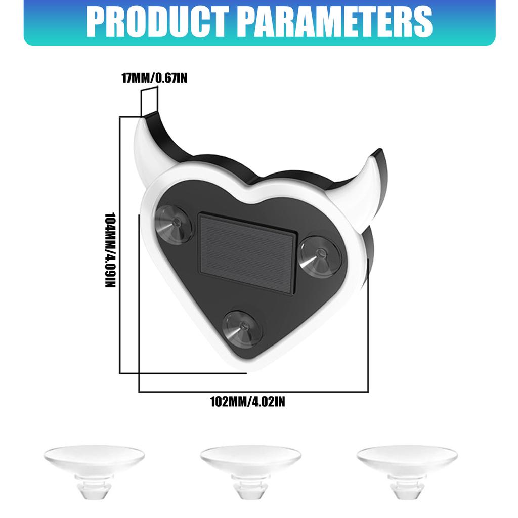 Double Power Source Car Window Light Solar and USB C Charging Heart Shape Decoration Suction Mount Ambiences Lighting