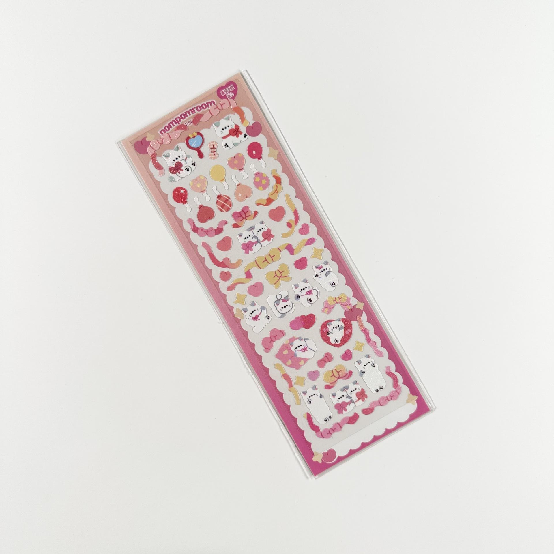 

Лазерна наклейка з мультфільмом Hallyu, миле кошеня, щеня, ведмідь, ягня, олень, квітка, наклейка на картку