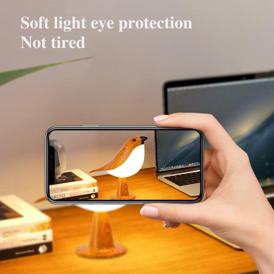 LED Night Light Bird Table Lamp 3 Light Modes Brightness Adjustment Flicker Free Rechargeable LED Bedside Lamp Table Decor