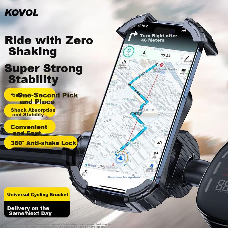 KOVOL Cycling Phone Mount for Bicycles, Electric Bikes, Mountain Bikes, E-Bikes, Motorcycles, Food , Shockproof Phone Holder