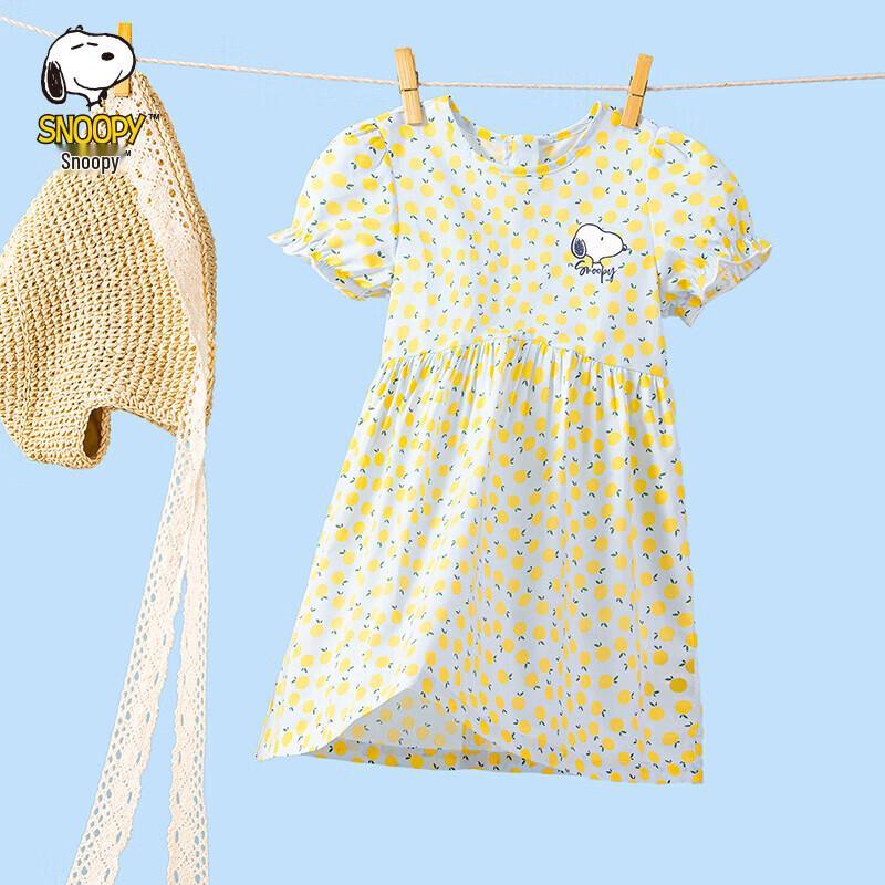 Snoopy Girls Floral Puff Sleeve Princess Dress 110