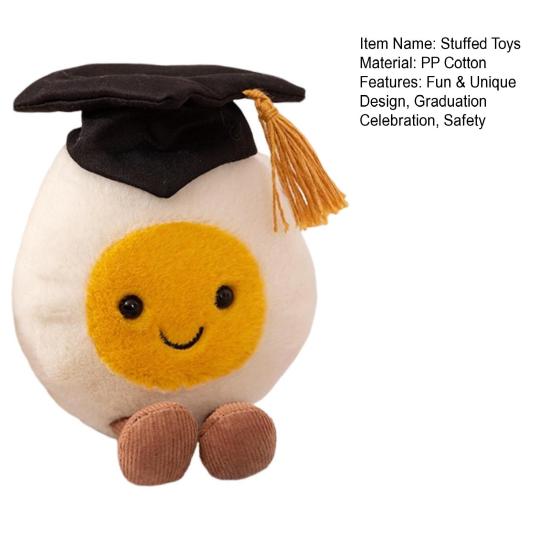 Boiled Egg Stuffed Toy 5.5 Inches Happy Boiled Plush Fluffy Egg Plushie