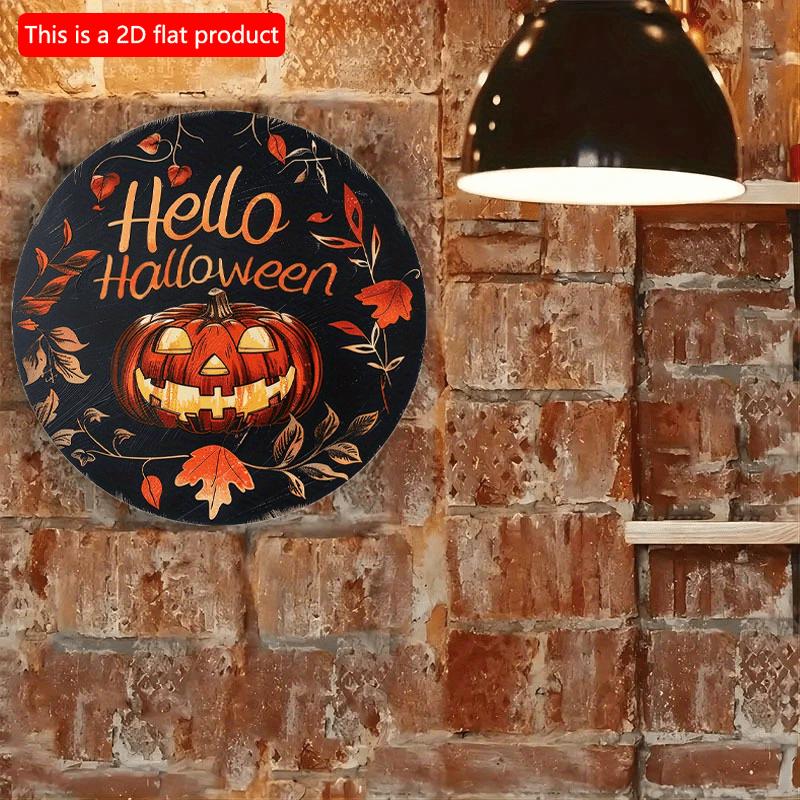 2d Flat 20*20cm, Halloween Home Decoration, Halloween Horror Pumpkin, Circular Wooden Logo, Creative Decoration, for Home, Kitchen, Garden, Bedroom