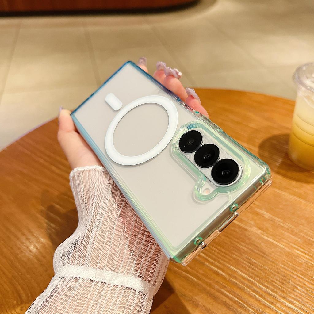 Samsung Foldable Z Flip7 Case: Gradient Transparent, Magnetic, Full Coverage, Drop-Proof