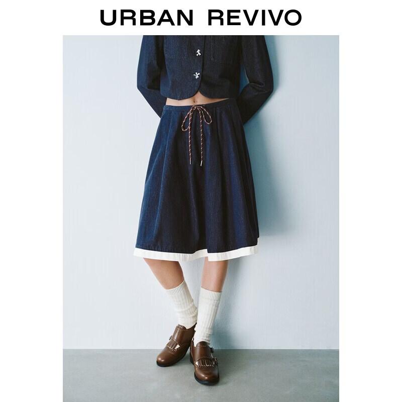 

UR 2026 Summer Women s Urban Color Block Denim Skirt XXS