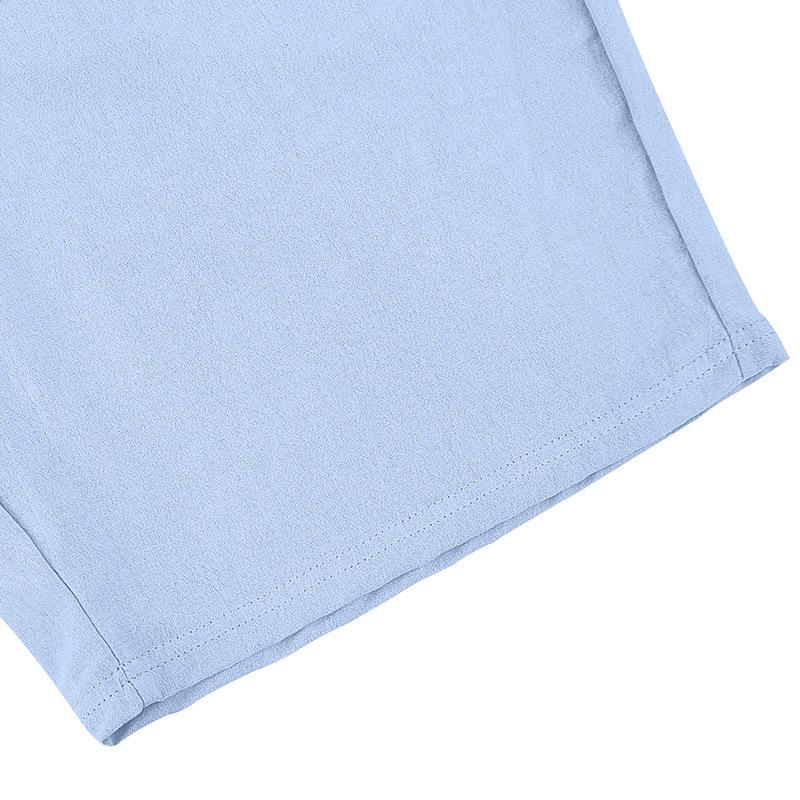 Cotton Linen Breathable Soft Shirt & Shorts Men's Suit Beach Holiday Men's Cotton Linen Long Sleeve Shirt Two-piece Sets