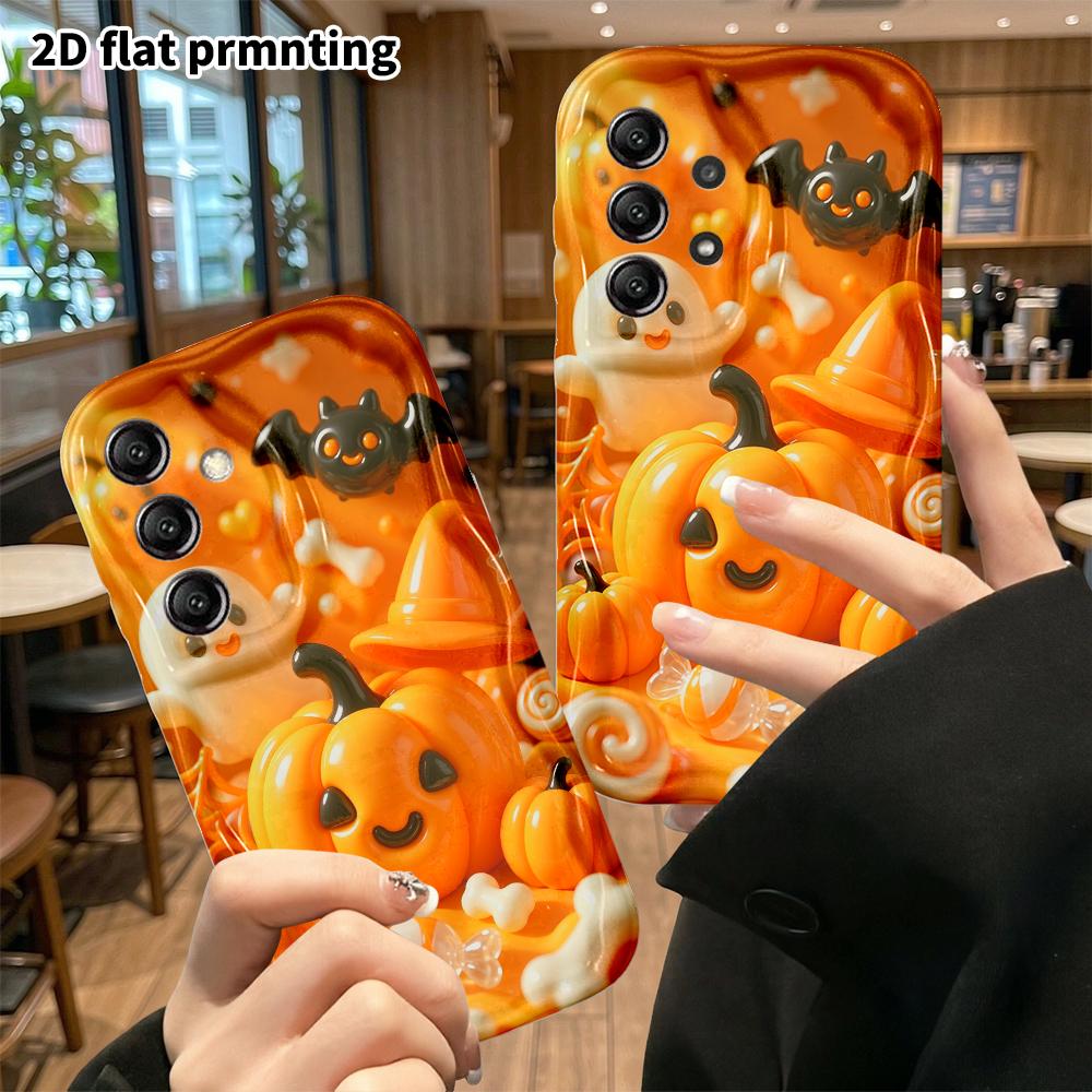 Phone Case: 2D Flat, Suitable for Samsung Galaxy A34 A35 M05 M06 S20 S22 S21 FE Plus 5G Protective Cases, Halloween Pumpkin Theme, Perfect Holiday Gif