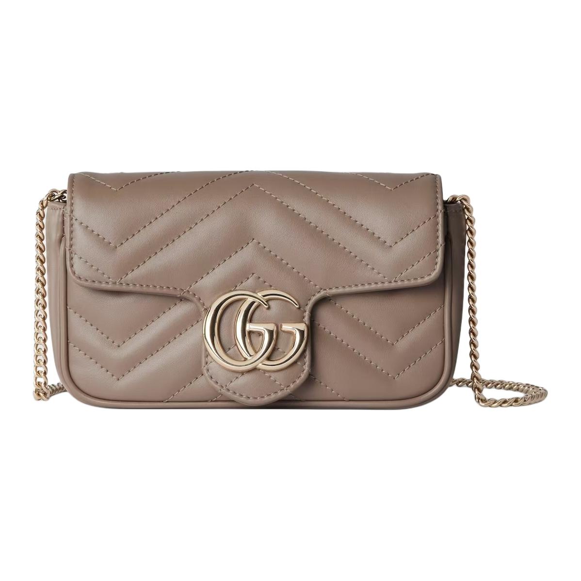 

Gucci GG Marmont Сумка через плече міні зі шкіри з принтом логотипу Double G Жіноча сумка через плече Сіро-коричнева 476433-DTDHD-1523 Box(Basic Set+Box)