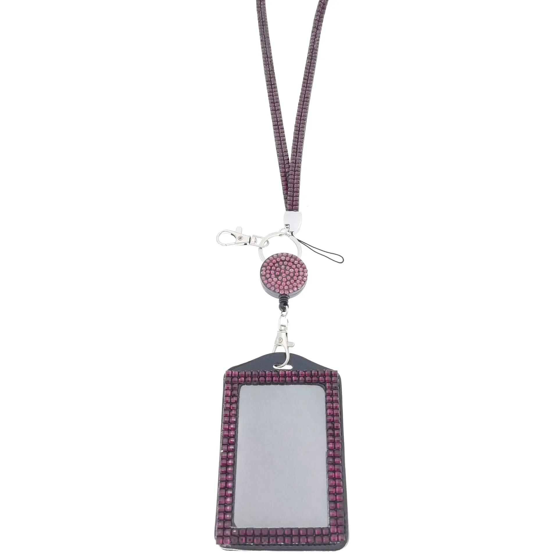 

1 шт., модный держатель для карт, ремешок для женщин, выдвижной бейдж, катушки, ожерелье, ремешок для девочек, блестящая, легко вытягиваемая пряжка, держатель для карт