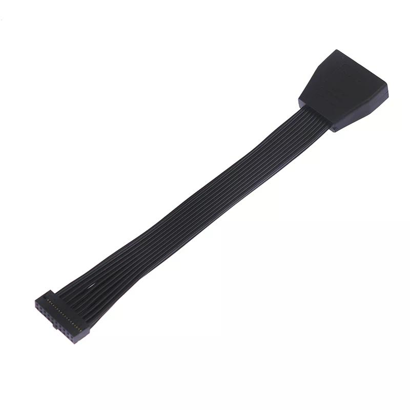 Small Mini USB 3.0 19/20 Pin Internal Extension Header Adapter Cable Black Flat Wire Cable for Motherboard 5.9inch/15cm