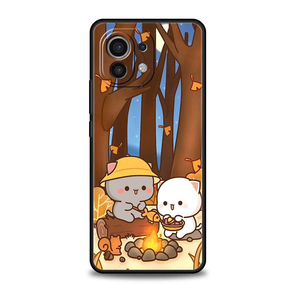 Peach And Goma Cat Phone Case for Xiaomi Poco C51 F3 X3 X4 GT NFC M3 M4 M5 Mi 13 12 11 Ultra 12T Pro Lite 5G Silicone Cover Bags