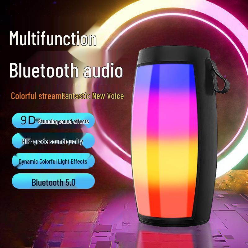 Colorful Rhythm Bluetooth Speaker: High-Quality Sound, Ambient Light, Portable Subwoofer.