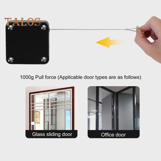 Automatic Door Closer with 1.2M Steel Wire Adjustable Punch Free Wall Mount Bedroom Bathroom Shower Curtain Sliding Screen Door Opener Closing Device