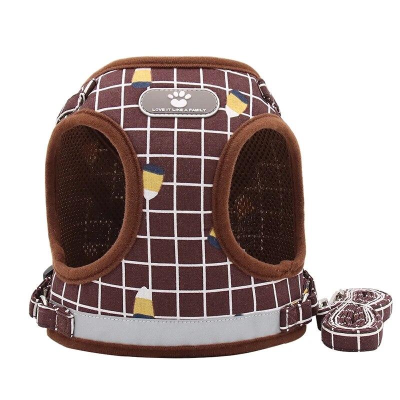 Reflective Breathable Mesh Small Dog Harness with Leash Pug Chihuahua French Bulldog Arnes Perro Puppy Cat Vest Harness Collar