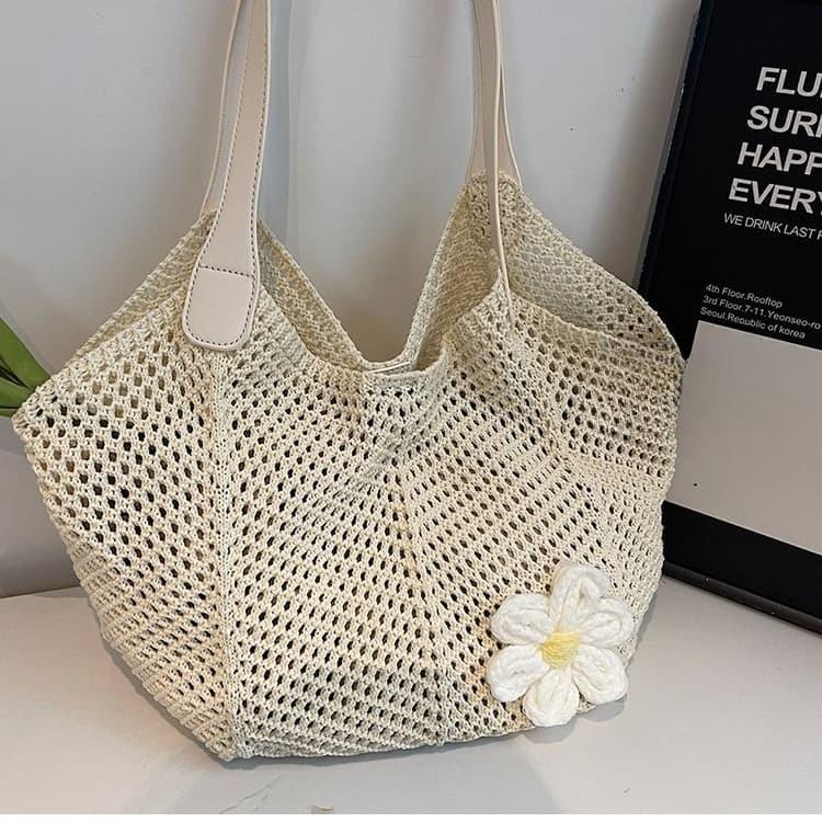 Hollow woven tote bag women's casual shoulder bag