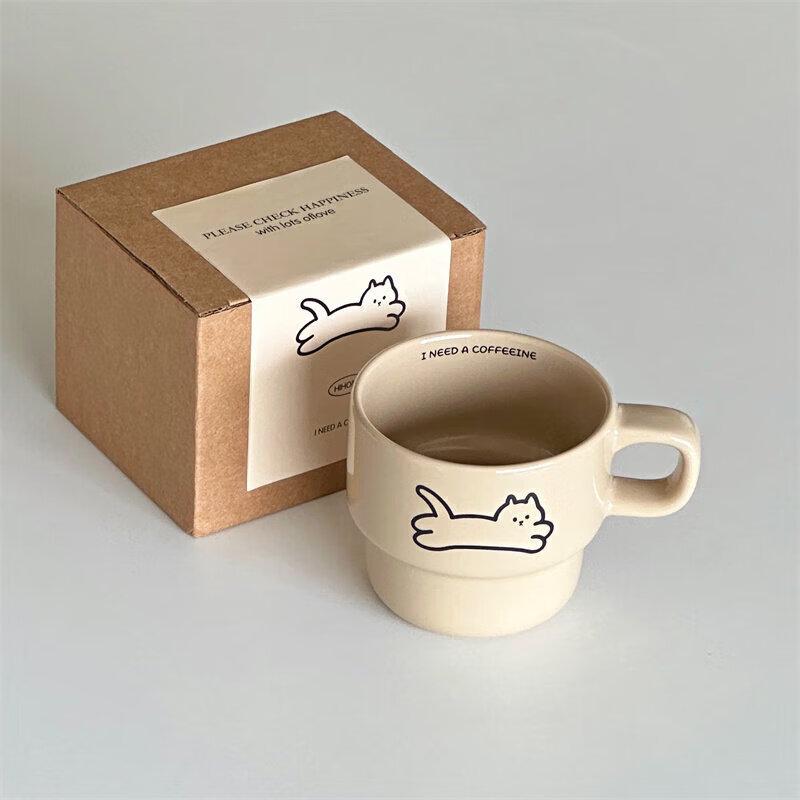 Cute Cat Ceramic Mug with Coaster
