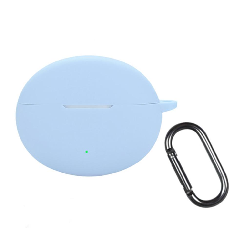 

For Oppo Enco Free4 Silicone Case Wireless Earphones Protective Cover with Anti-Lost Buckle Sky Blue