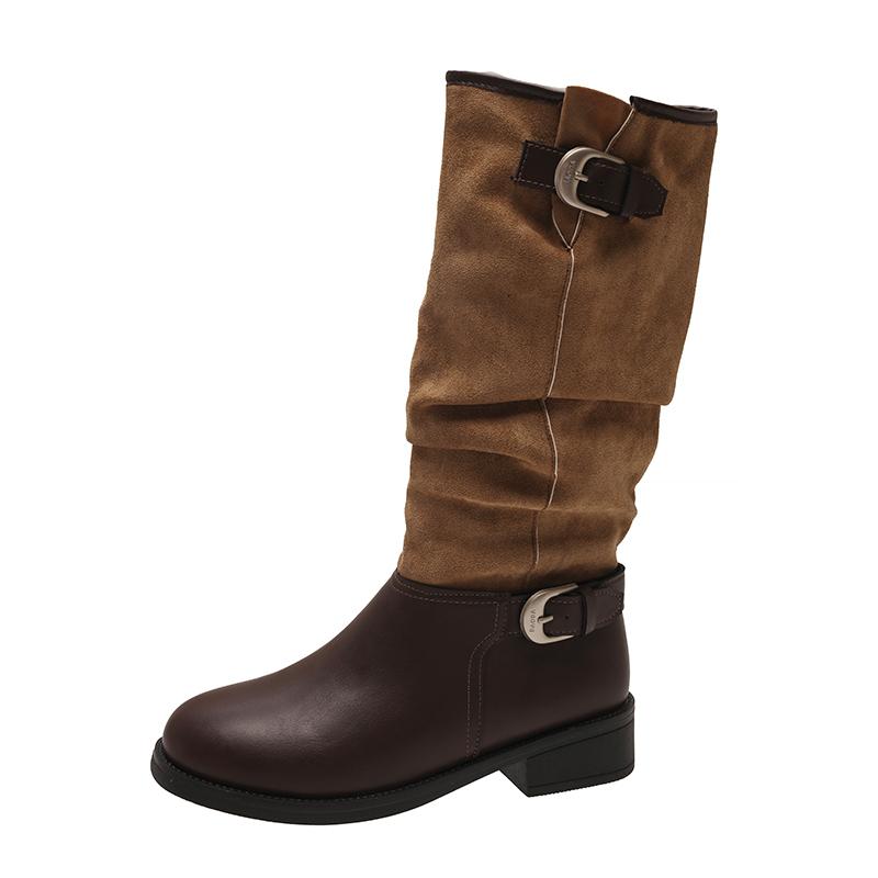 Women High Boots Fashion Heeled Shoes Elegant 2025 New Winter Chunky Knee High Chelsea Boots Fashion Dress Party Brand Pumps