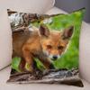 Cute Wild Fox Print Pillowcase Decorative  Animal  Polyester Cushion Cover for Sofa Home Car