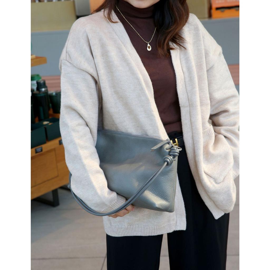 Skórzana codzienna torba damska na jedno ramię, listonoszka, modna, pojemna i prosta torebka damska, wielokomorowa torba typu shell