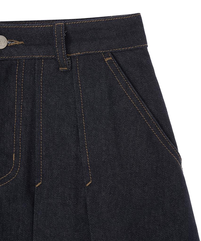 Lee Mid-Length Denim Pleated Skirt Indigo Raw