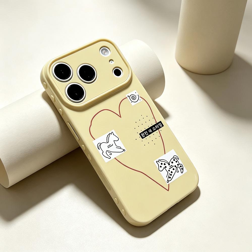 Hand-painted Love Applies To Apple 15 Mobile Phone Case 17PM Protective Case 17/16PRO New Niche iPhone Anti-drop
