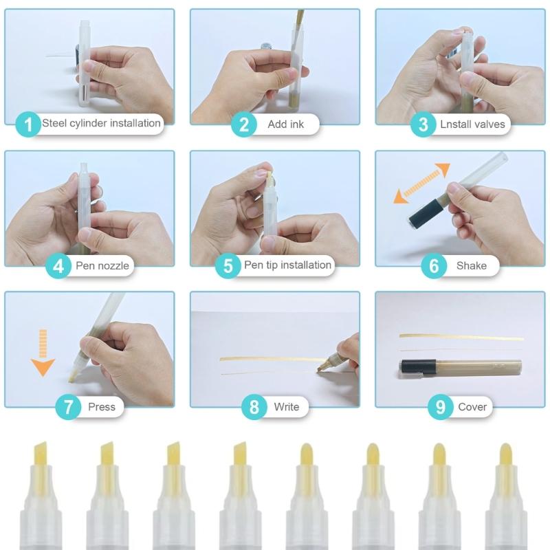 10 Stück Marker-Hülsen ABS-Kunststoff Leere Marker-Stifte Röhrchen Nachfüllbare Kunstwerkzeuge für Künstler Studenten DIY-Projekte