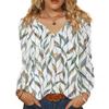 Women's Fashionable Casual V-neck Blouse Button Long-sleeved Pullover T-shirt Top