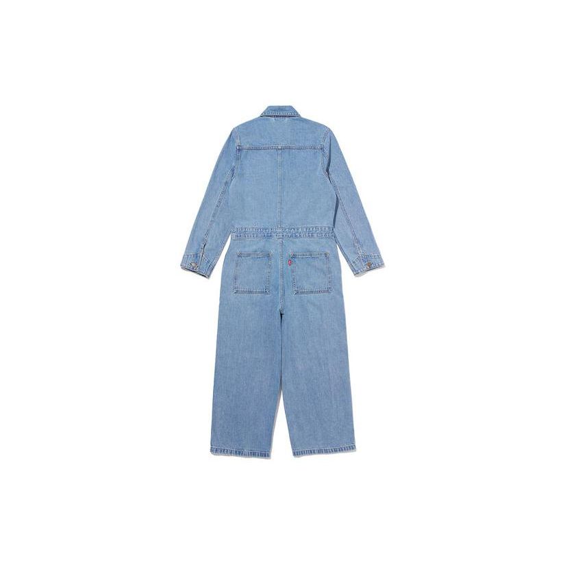 Levis Solid Color Fitted Long Sleeve Straight Leg Jumpsuit Women Jumpsuit Blue A5930-0000
