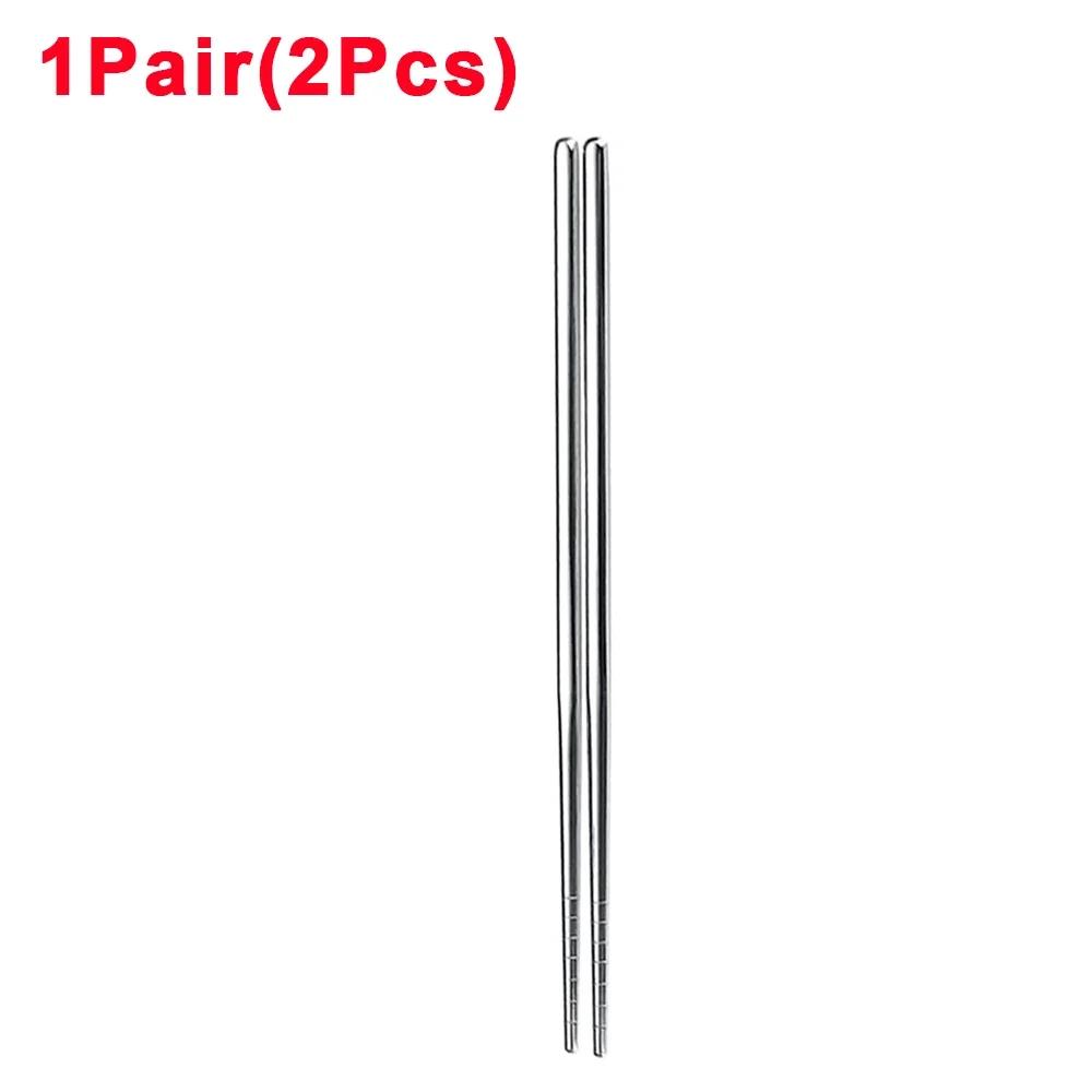 10/2Pcs Stainless Steel Chopsticks Reusable Non-slip Chinese Chopsticks Sushi Food Sticks For Household Kitchen Tableware Sets