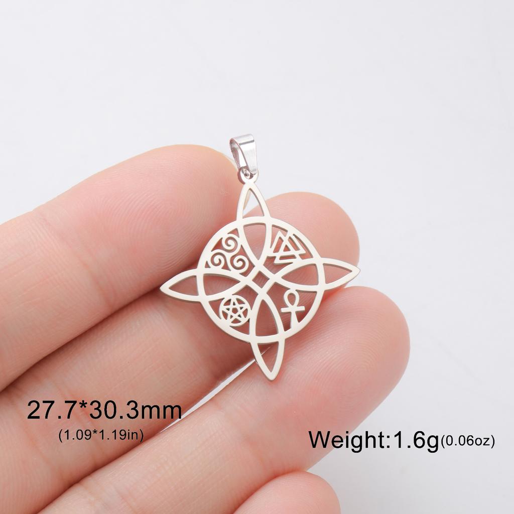 LIKGREAT 1Pcs Witch Celtics Knot Pendant Stainless Steel Wiccan Hanging Charm for Necklace Bracelet Earring Jewelry Making