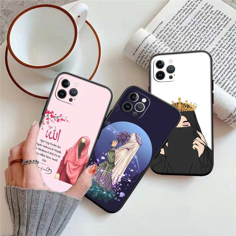 RE46 Muslim Girls Hijab Phone Case for Samsung Galaxy S20 S21 S22 Ultra FE + Plus A21S A22 A24 A25 A26 A30 A30S A31