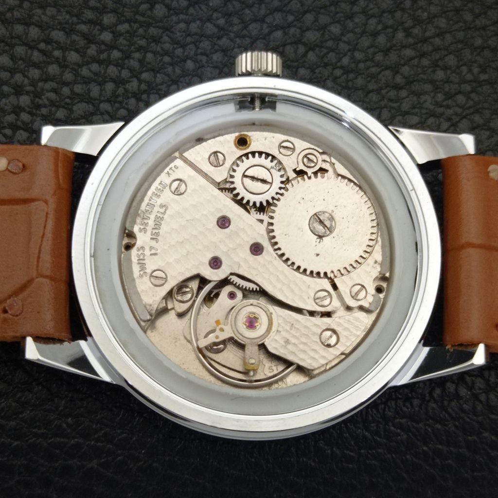 OROLOGIO DA UOMO VINTAGE MONTINE CARICA MANUALE SVIZZERO QUADRANTE BIANCO a441556-5