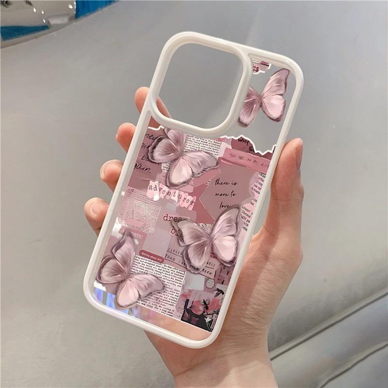 NIS Retro Růžový Motýl Pouzdro na Telefon Pro Samsung Galaxy S25 S24 Ultra A55 A56 A06 A16 A54 A35 A15 A34 5G S23 S22 FE Kryt