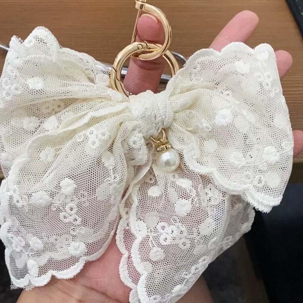 Elegant Sweet Key Ring Ornament Car Key Accessories Creative Lace Bow Pendant  Backpack