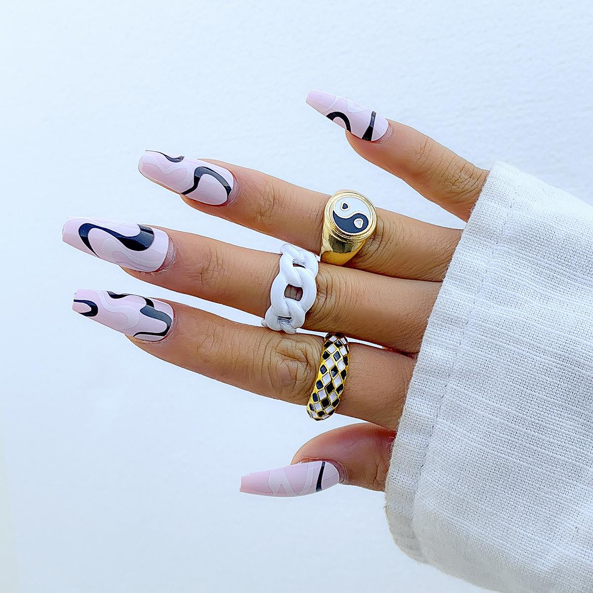 

Аксессуары, Креативный набор аэрозольной краски в клетку «Микс и матч», Кольцо женское, Капающая цепочка Инь-Ян, Ювелирные изделия