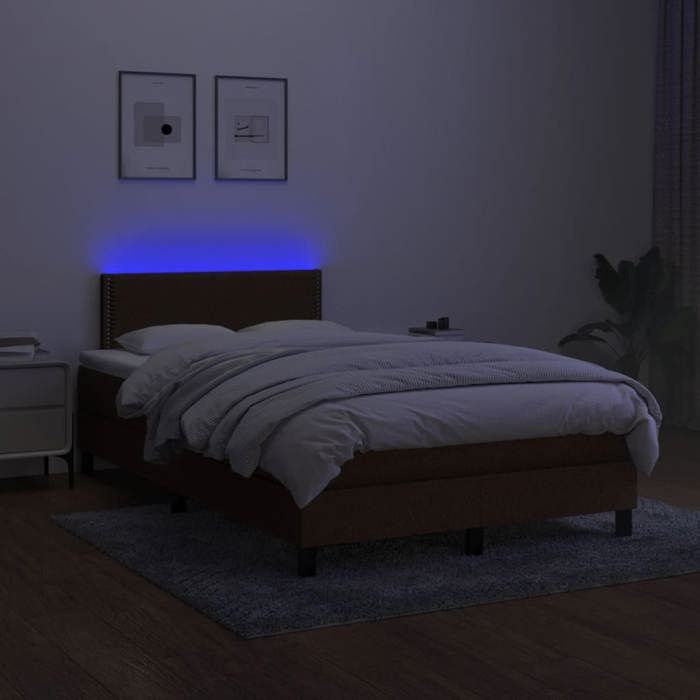 Maison Exclusive - Sommier à lattes de lit matelas et LED marron foncé 120x190 cm