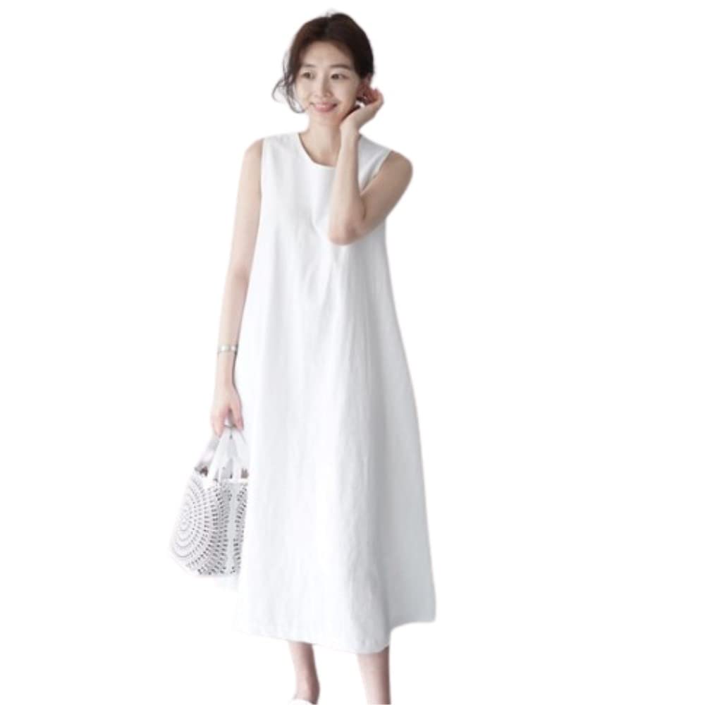 

RED RAY Casual Sleeveless Dress A-Line (White, L) белый
