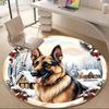 1PC Winter Dog Office Round Area Rug, Mat Suitable For Office, Under Office Chairs Bedroom Living Room Home Decor, Room Deco