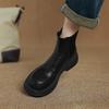 Autumn and winter thick-soled non-slip medium boots women's low-heeled large-size women's leather boots Korean version of round head square-heel