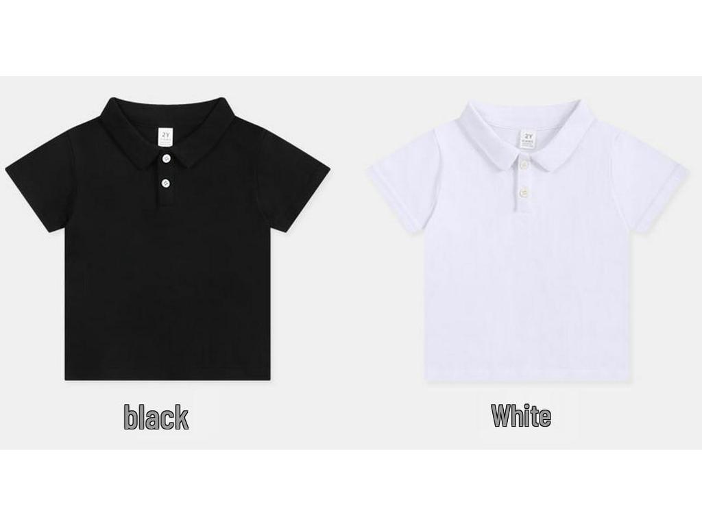 2025 Kids' Elastic Cotton Polo T-Shirts: Summer Short-Sleeve Solid Colors for Boys & Girls, Small & Medium Sizes.